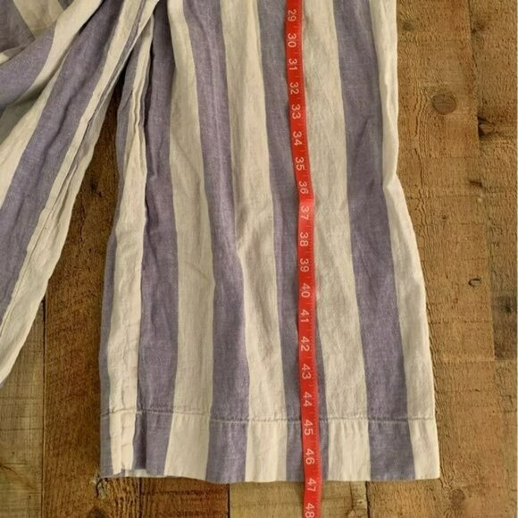 Beach lunch lounge womens tank cropped romper in blue and white striped -S - Picture 4 of 10